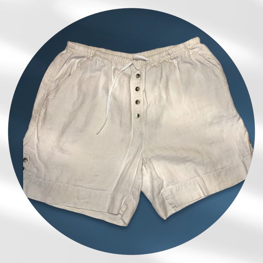J. Jill 100% linen cream shorts Sz Small EUC